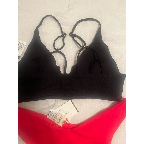 L*Space Siren Bikini Top Black with Cabana Bottom Cherry NEW NWT - Picture 8 of 11